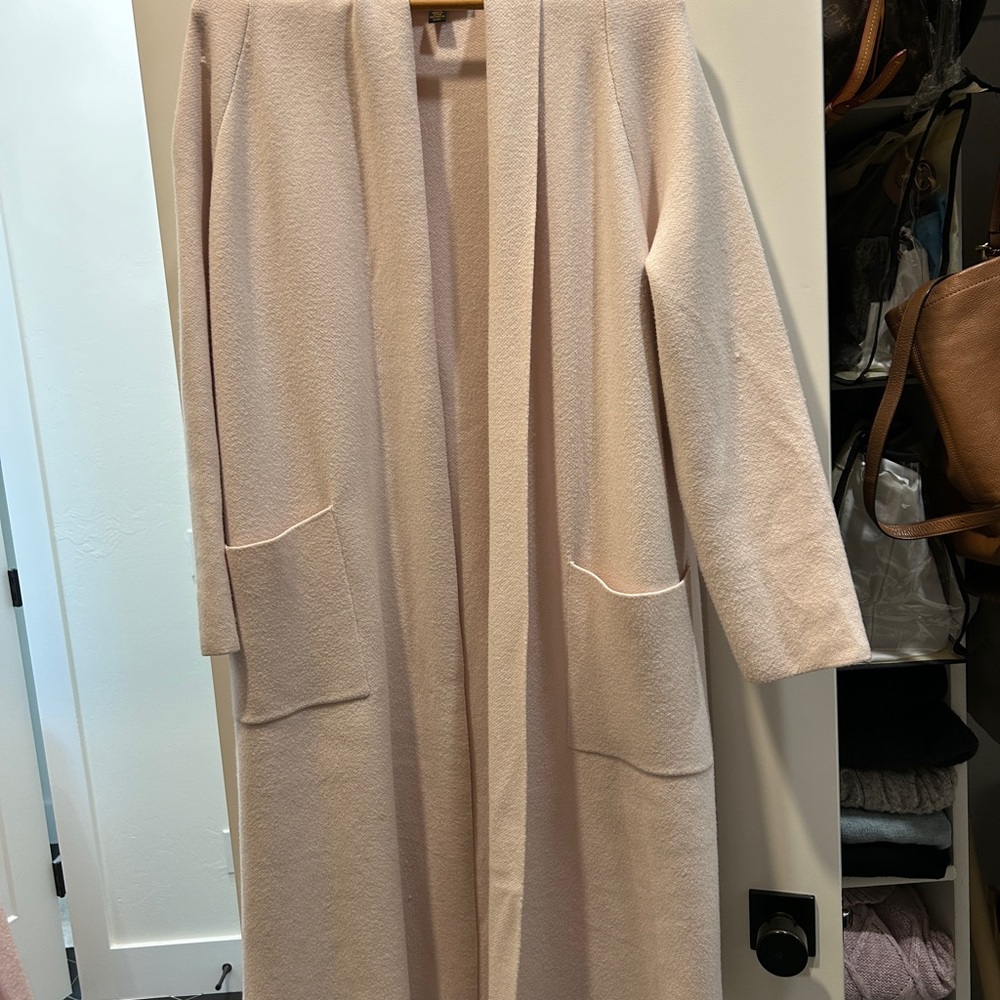Long Pale Powder Pink Open Cardigan